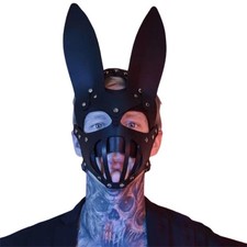 Punk PU Leather Mask for Adults Unisex Cosplay Face Mask Adjustable Co