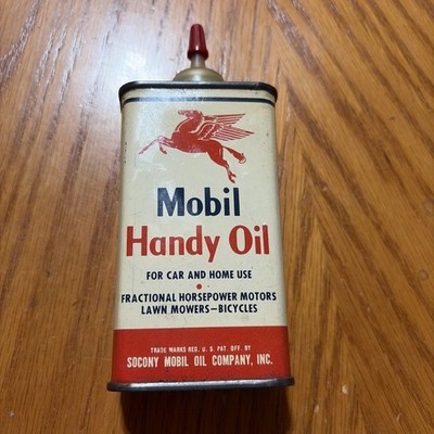 Vintage Mobil Handy Oil Socony Advertising Oiler Tin Flying Horse Uncleaned