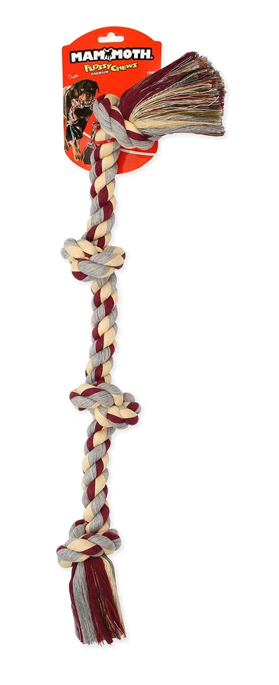 Juguete de remolcador de cuerda de 4 nudos Mammoth de 31 pulgadas extra grande de algodón duradero para masticar dental Foto 2 de 4