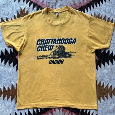 Vintage 1980s Chattanooga Chew Tobacco Racing TShirt Sz XL - Yellow