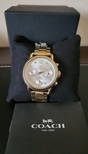 Orologio Donna Coach 14502943 Delancey Quadrante Argento Tono Oro Acciaio Crono Nuovo