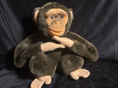 Vintage 1992 Hosung Monkey Chimp Hand Puppet Plush 15  Vinyl Face Squeaker