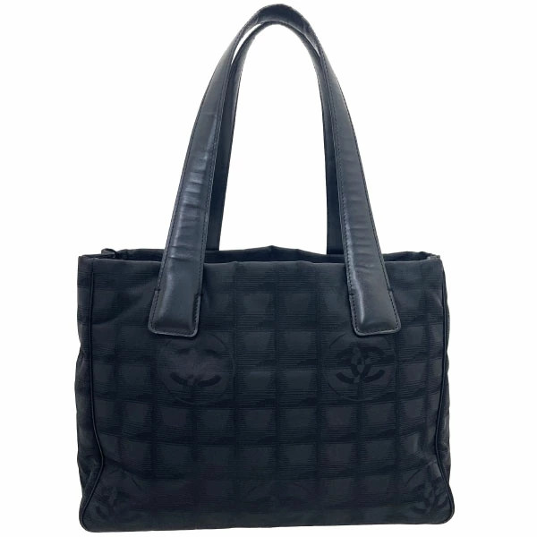 CHANEL Black Nylon Jacquard Leather Tote PM Travel Bag A20457
