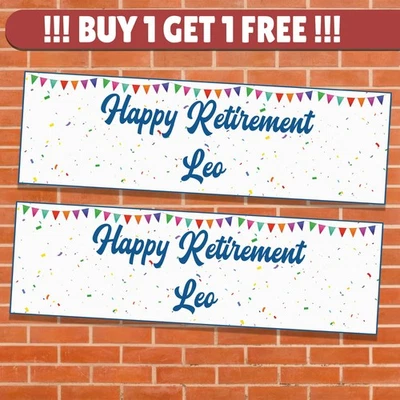 THEPRICECRUNCHER 2x Personalised Happy Retirement Banner Any Name Custom Party Decoration Poster