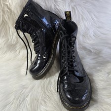 Dr. Martens AirWair Glitter Boots 1460 J Size 5 US Ladies Black Missing Pull Tab