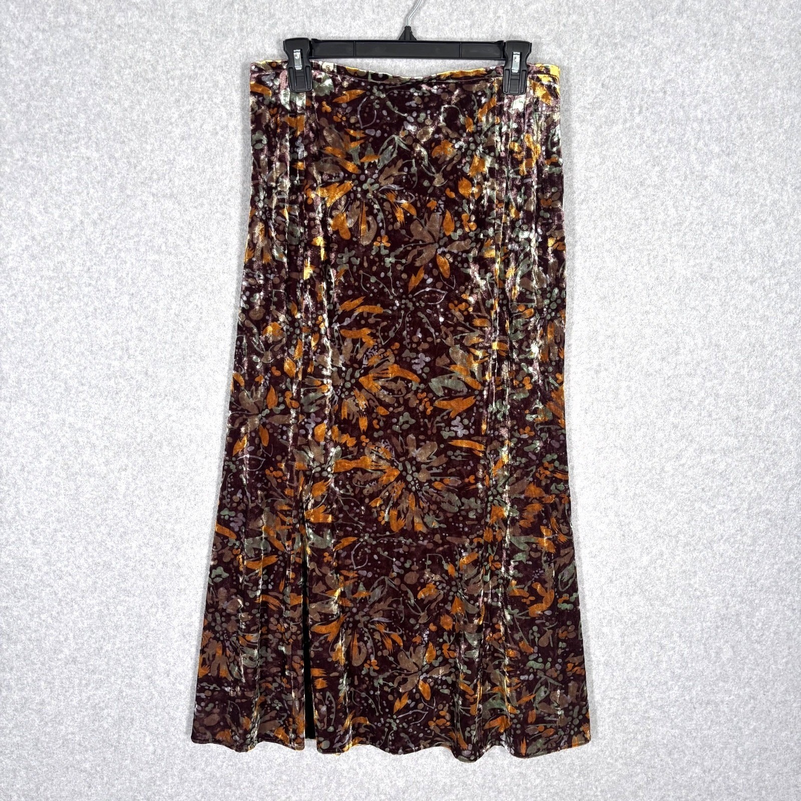 Vintage Velvet Maxi Skirt 8 Chocolate Fairy Forest Grunge Abstract Whimsigoth