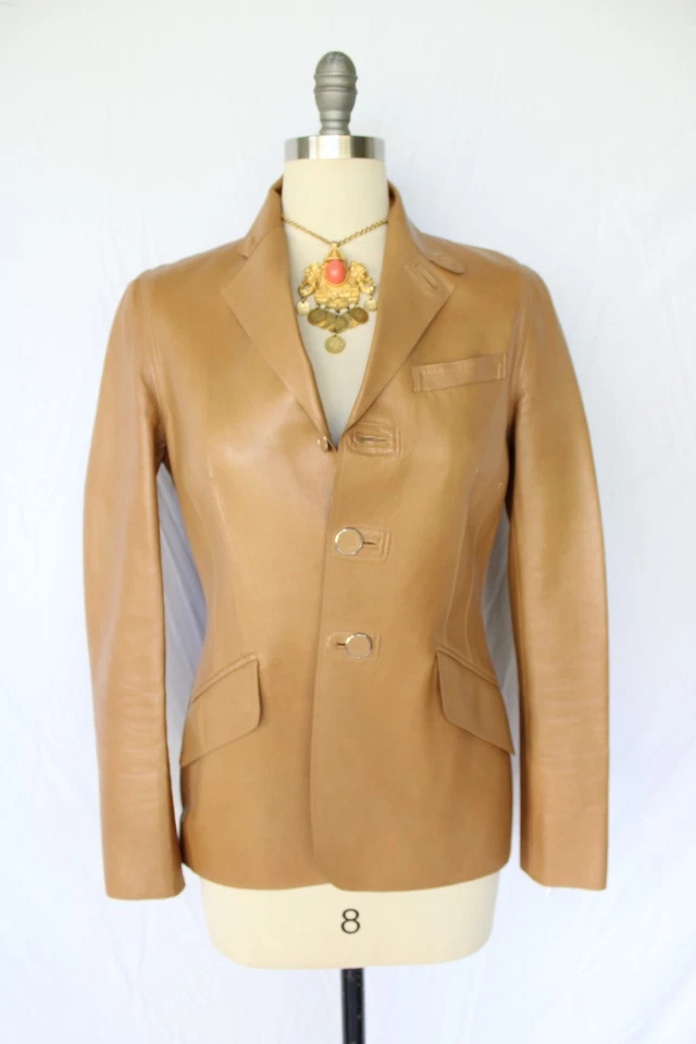 Blazer abrigo deportivo chaqueta de vestir Ralph Lauren etiqueta negra colección cuero tostado Foto 4 de 4