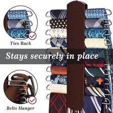 2 Pack Tie Rack for Closet, Premium Wooden Necktie Organizer Storage Tie/Belt...