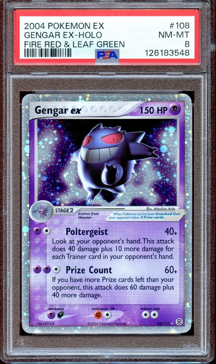 PSA 8 Gengar EX 108/112 Fire Red & Leaf Green EX Pokemon Card Holo