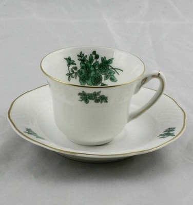 Vista Alegre VA Portugal Green Flower Demitasse Cup & Saucer Multiple Available