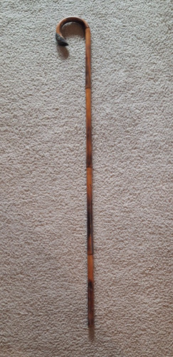 VINTAGE BAMBOO WOOD CANE WALKING STICK WITH STERLING SILVER END