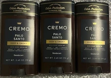 Cremo Palo Santo Aluminum-Free Deodorant for Men, 2.65 oz X3, Long Lasting
