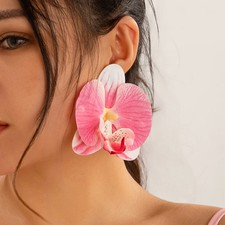 Flower Drop Earrings Oversized Orchid Butterfly Lightweight Women Jewelry