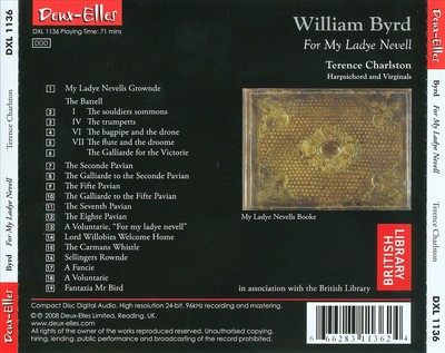 WILLIAM BYRD: FOR MY LADYE NEVELL NEW CD
