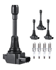 Ignition Coil Pack and Spark Plugs Set of 4 Compatible with Nissan Altima Versa