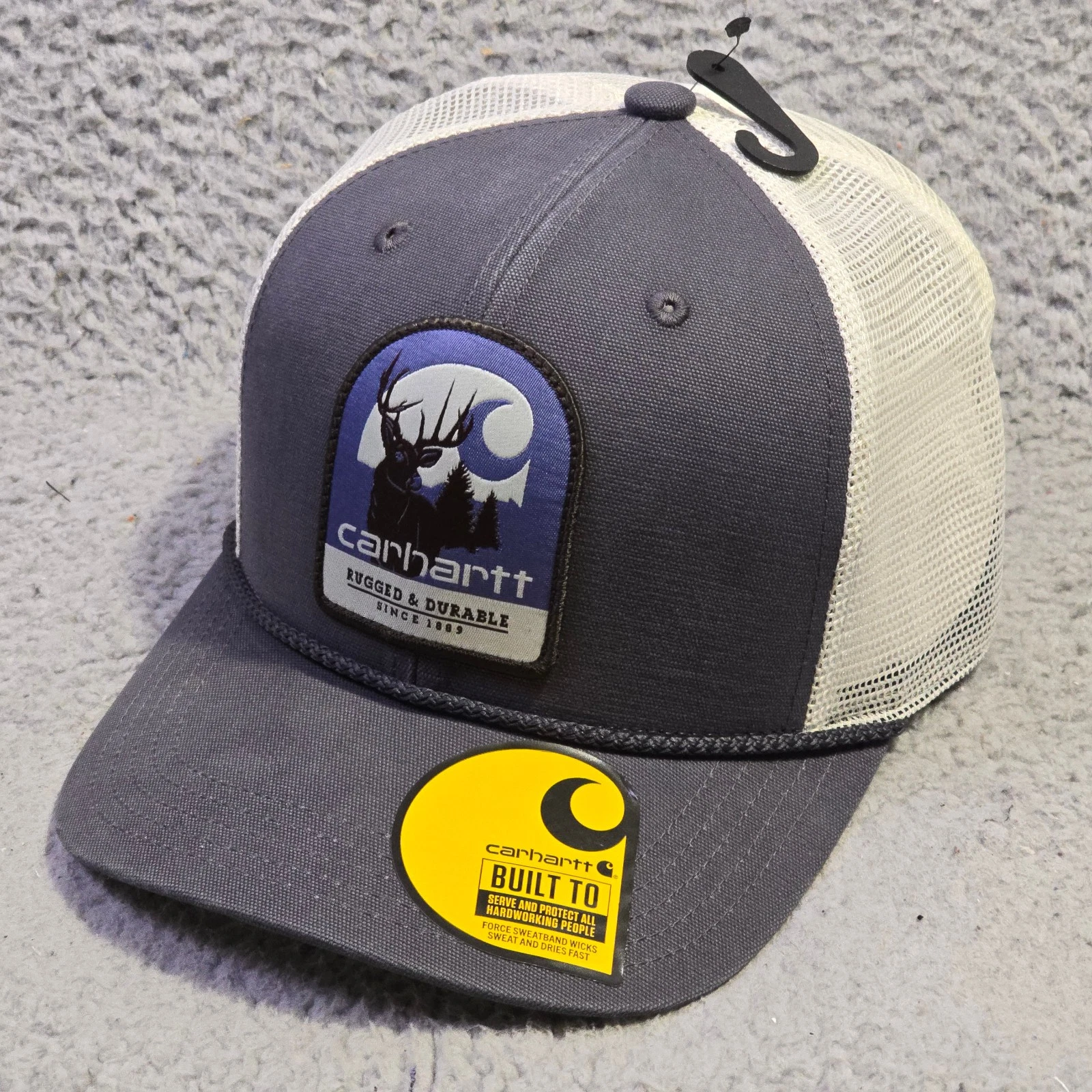 Carhartt Hat Cap Snap Back Gray White Mens Trucker Outdoor One Size Mesh NWT
