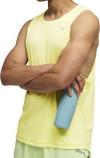 Puma Velocity Mens Running Vest Yellow Run Sleeveless Crew Neck Jogging Tank Top