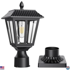 Solar Post Lights Dusk to Dawn Waterproof Outdoor Lamp with Pier Mount Base