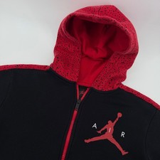 Jordan Full Zip Hoodie Jacket Black Red Speckled Kids Size Large 12-13