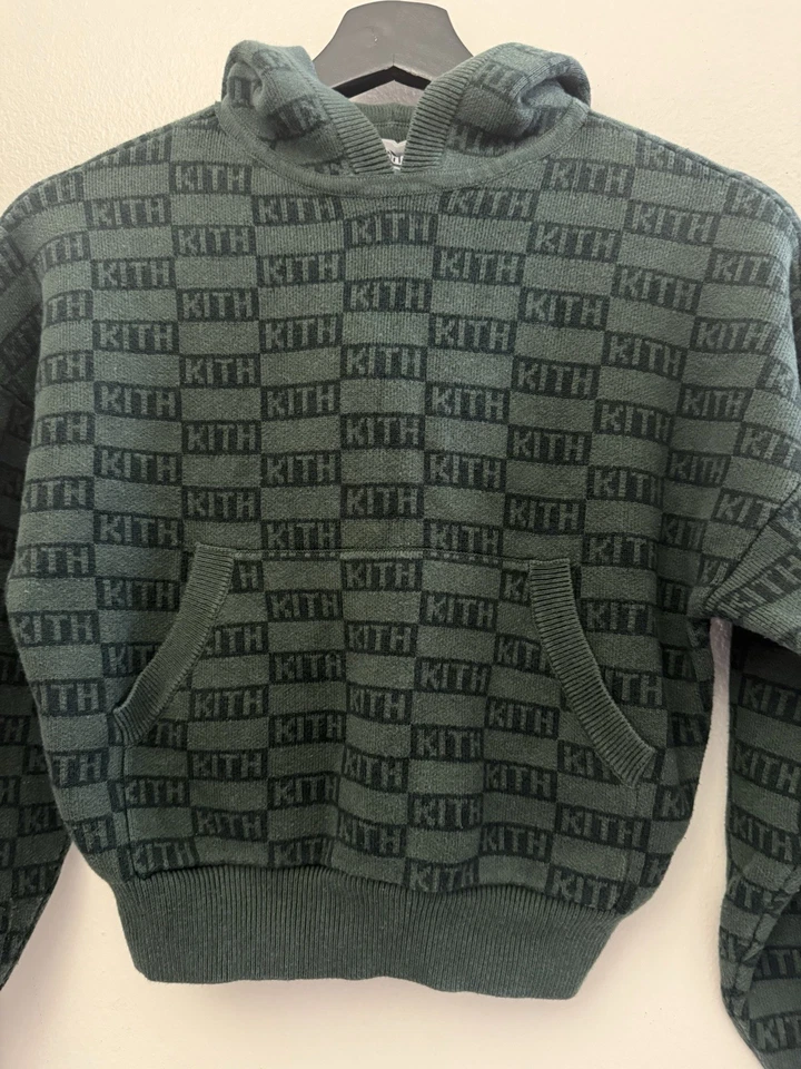 KITH Niños Verde Tejido Monograma Mezcla de Algodón Sudadera con Capucha + Pantalones deportivos Talla 8Y Foto 4 de 4