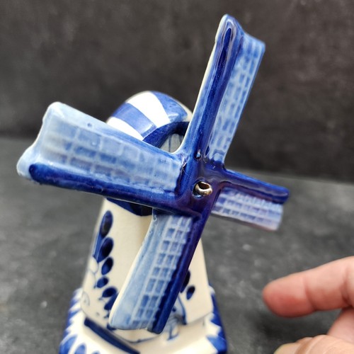 Molino de viento Delft Holland azul blanco vintage pintado a mano 5,25" - Imagen 7 de 11