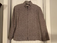 Talbots Size 16 Lined Wool Brown and Cream Tweed Jacket