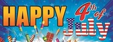 Happy 4th Of July  Vinyl Banner w/ Grommets  3  H x 8  W