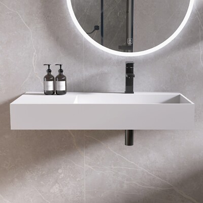 36'' Wall Mounted Bathroom Sink Solid Surface Bathroom Vessel Sink