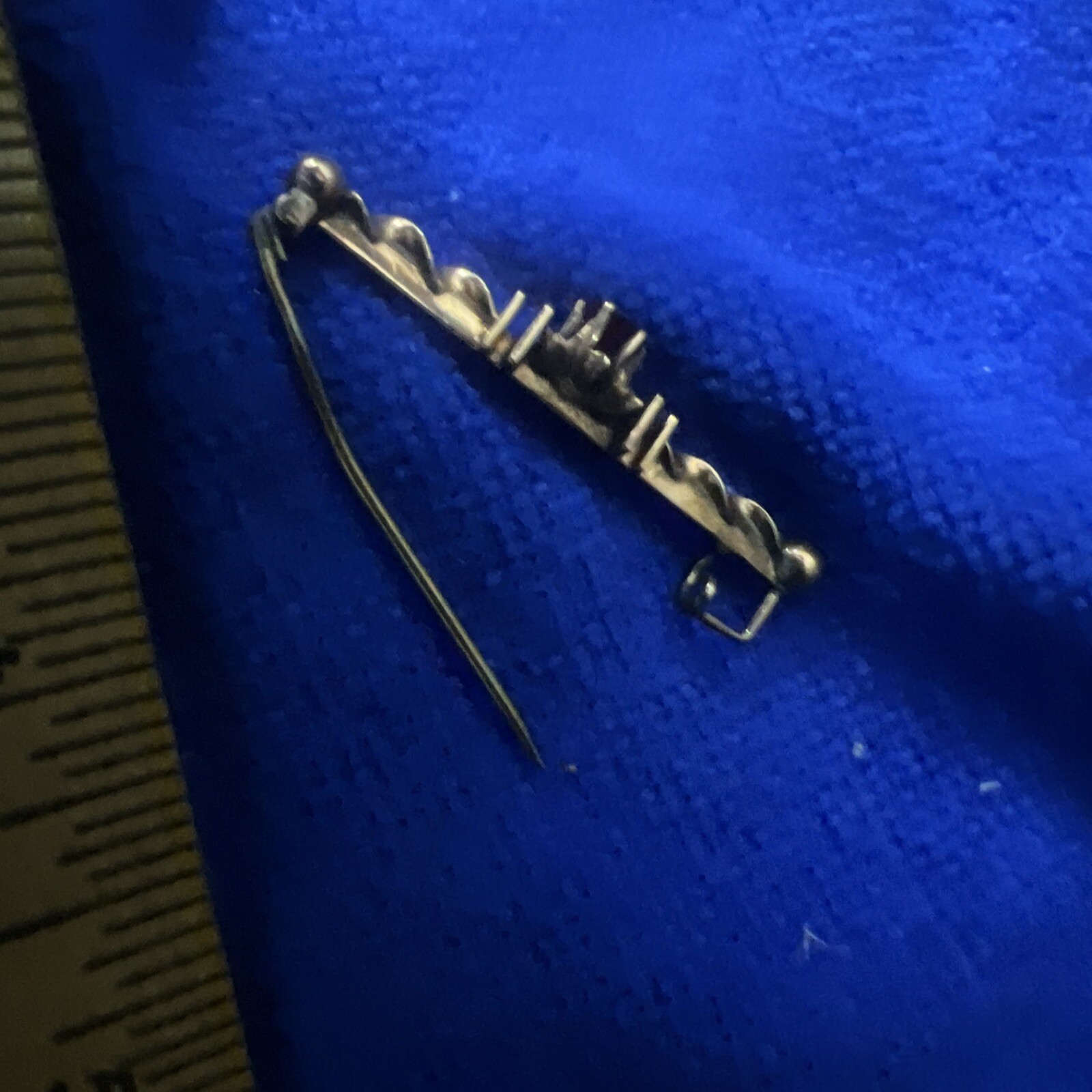 Antique Solid 14kt Gold & Ruby Twisted Bar Pin - image 7