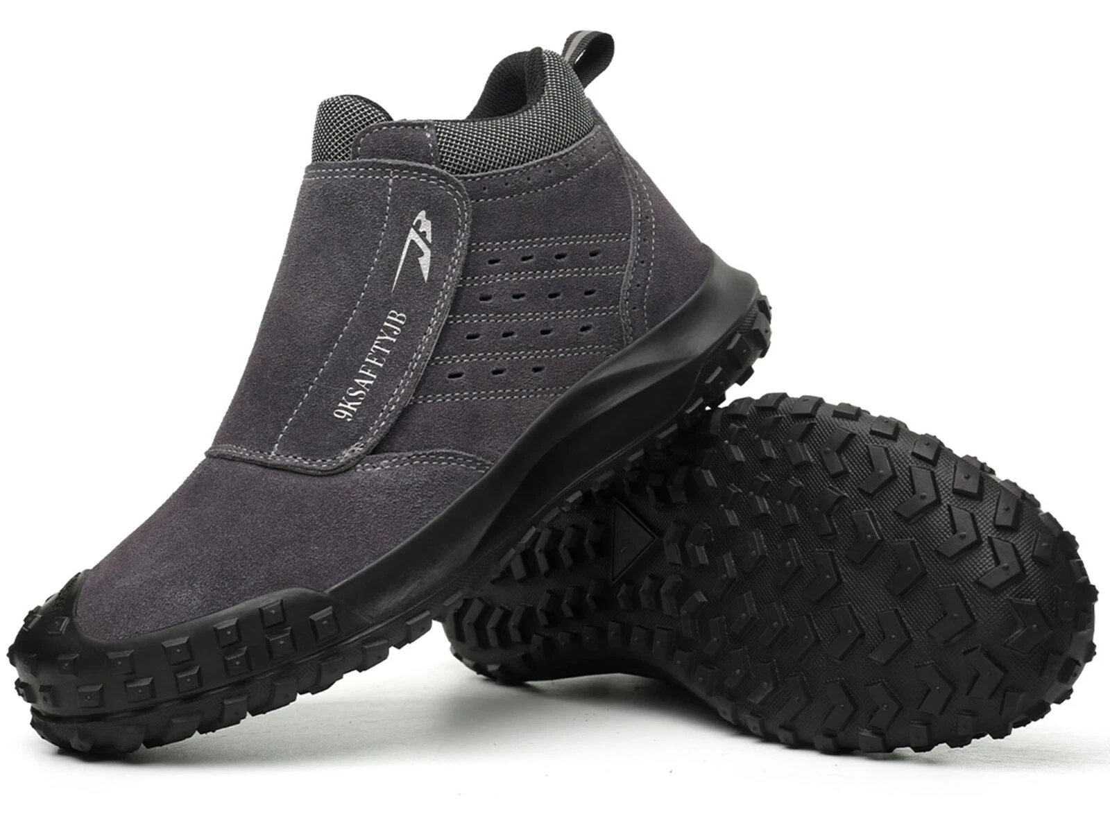 Men’s Steel Toe Work Boots Hook & Loop Safety Shoes Non-Slip Industrial Sneakers