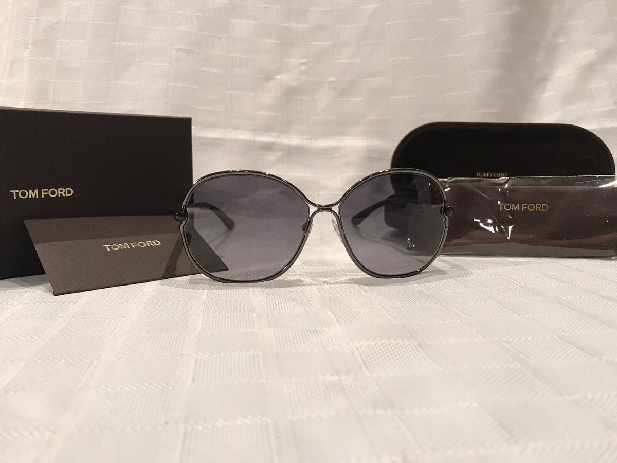NIB AUTH TOM FORD LEILA FT 222 08B SHINY GUN METAL / SMOKE  display picture 3