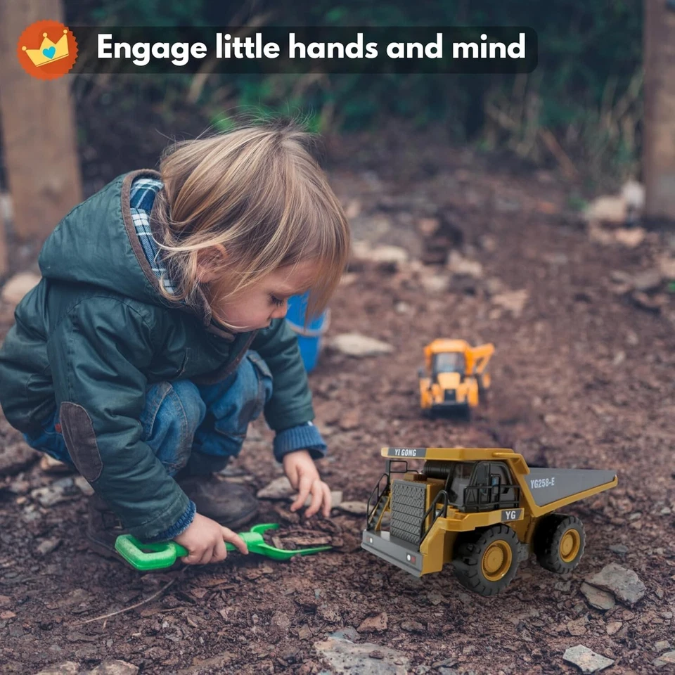 Camión volquete de juguete RC, juguete de control remoto de 9 canales con cama de metal y luz Foto 4 de 4