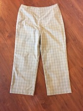 Brooks Brothers Womens Size 12 Flat Front Cropped Pants Taupe and Cream Plaid