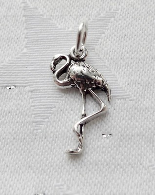 SMALL FLAMINGO BIRD 2D CHARM 925 STERLING SILVER UK