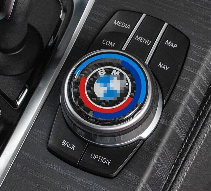 for BMW M 2 3 5 7 Series X5 X6 X3 45mm Carbon Fiber Multimedia Control Cover - Image 2 of 4