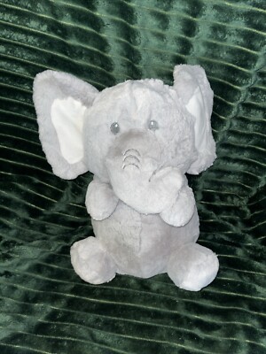 Kelly Baby Toy Gray Sitting Elephant Rattle 11” Crinkle Plush Toy EUC ...