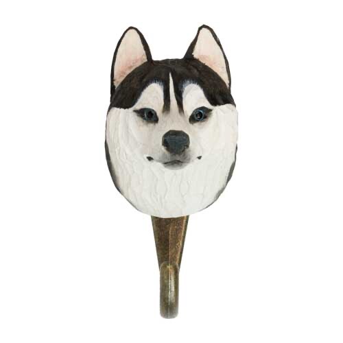 Wildlife Garden Hook Hand Carved Husky