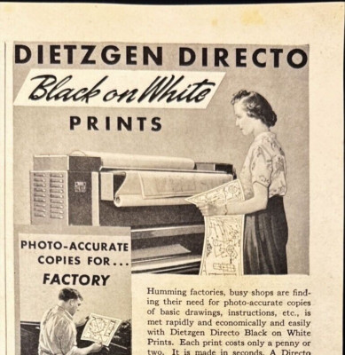 1946 Dietzgen Co Directo Direct Positive Prints Printer Vintage Print Ad