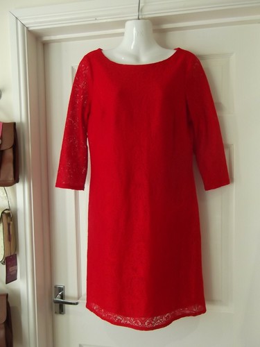 WALLIS Tunic Dress Red Lace Lined 