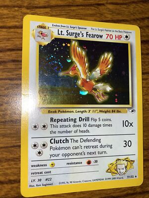 LT. SURGE'S FEAROW #22 ホロカード Pokemon - Lt. Surge's Fearow - HoloFoil Rare! - Gym Heroes 7/132
