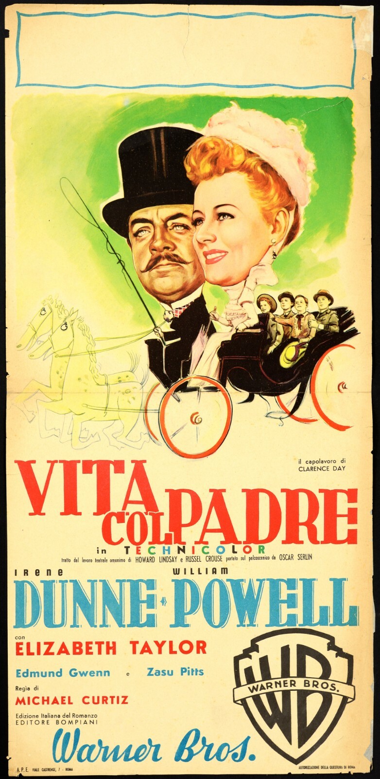 Locandina originale film VITA COL PADRE (1947) - Regia di Michael Curtiz