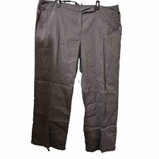 Eileen Fisher Linen Blend Pants Wide Leg Office Business Pockets Gray 22W