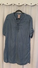 Philosophy Women’s Chambray Shirt Dress M Lace Up Tencel Roll Tab Sleeve
