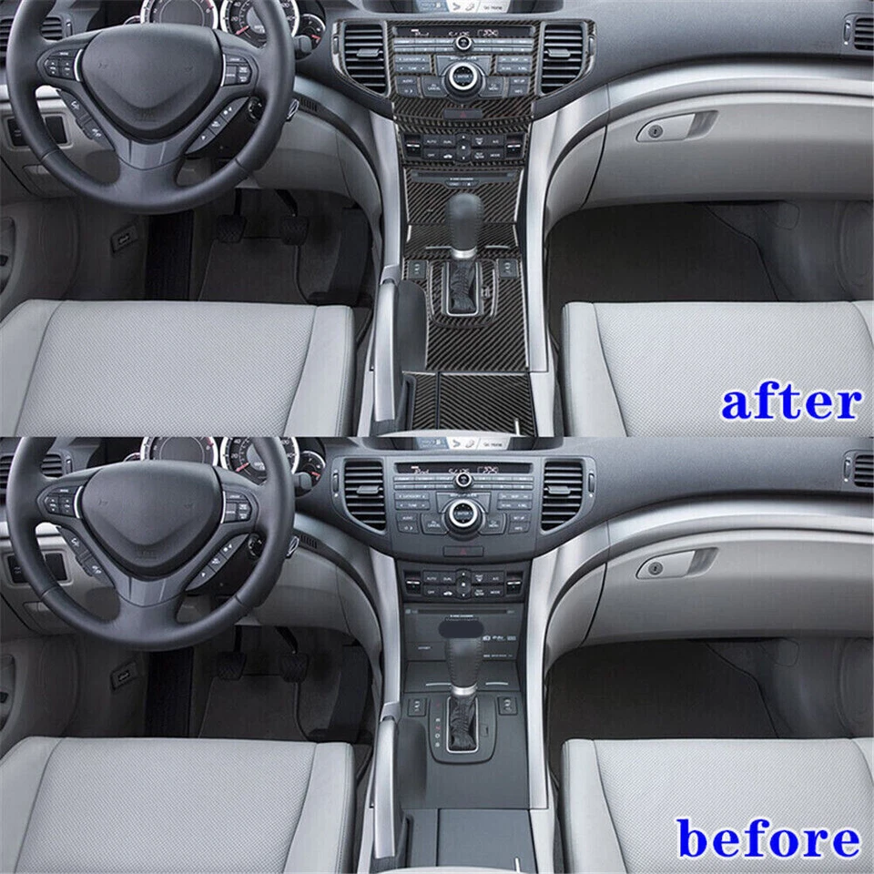 Cubierta de consola central de coche de fibra de carbono para Acura TSX tipo B 2009-2014 12 piezas Foto 3 de 4