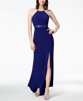Nightway Strappy Beaded A-Line Gown - Blue 10 Nightway Strappy Beaded A-Line Gown - Blue 10