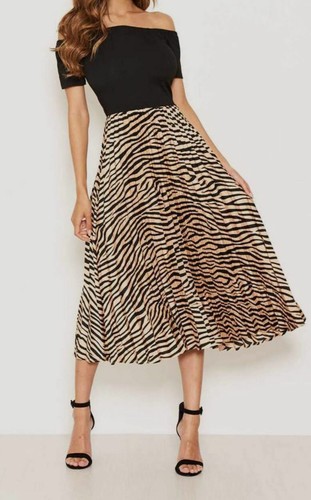 Bardot Pleated Midi Dress Size 