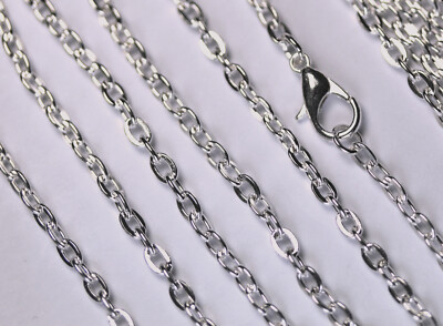Flat Cable Link Chains Silver Plated 3 MM Wholesale Lots Necklace 18 - 24 Inch