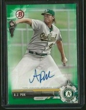 A.J. Puk 2017 Bowman Chrome Auto #d /99 Green Paper Oakland Athletics