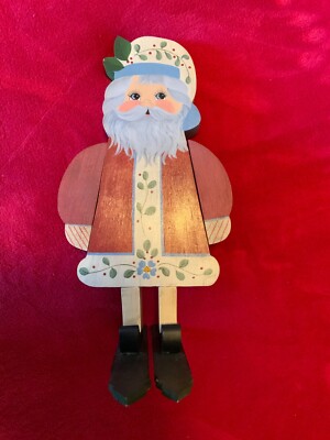 Wooden Santa on Skis
