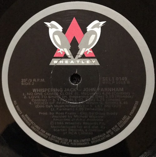 John Farnham – Whispering Jack, 1986 OZ LP NM-, Wheatley Records – SFL1 0149 - Picture 4 of 5